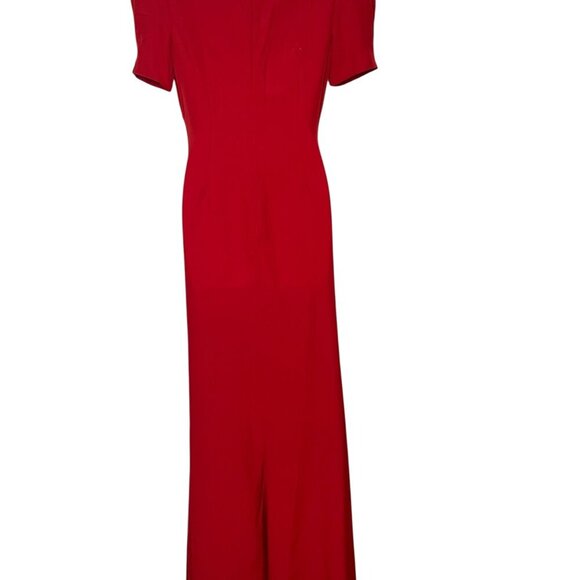 Mac Duggal Red Gown Size 6 NWT Ieena A2630 Cutout Puff Sleeve Dress - Picture 2 of 5